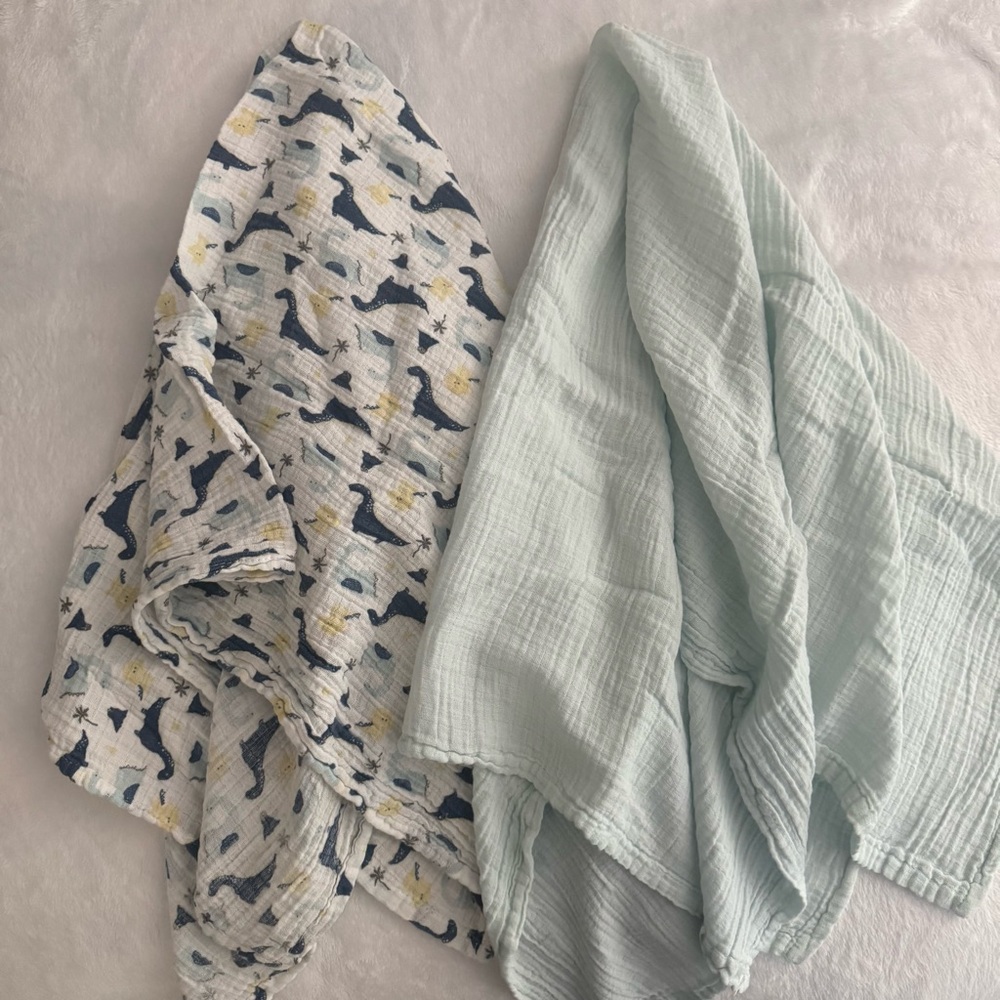 Set of Two Baby Muslin Swaddle Blankets